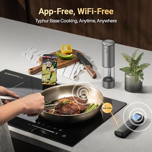 Miniatura 6 de Typhur Sync Gold - Termómetro inalámbrico para carne, señal y estabilidad mejorada 10X Sub-1G, rango ilimitado WiFi, 6 sensores, termómetro