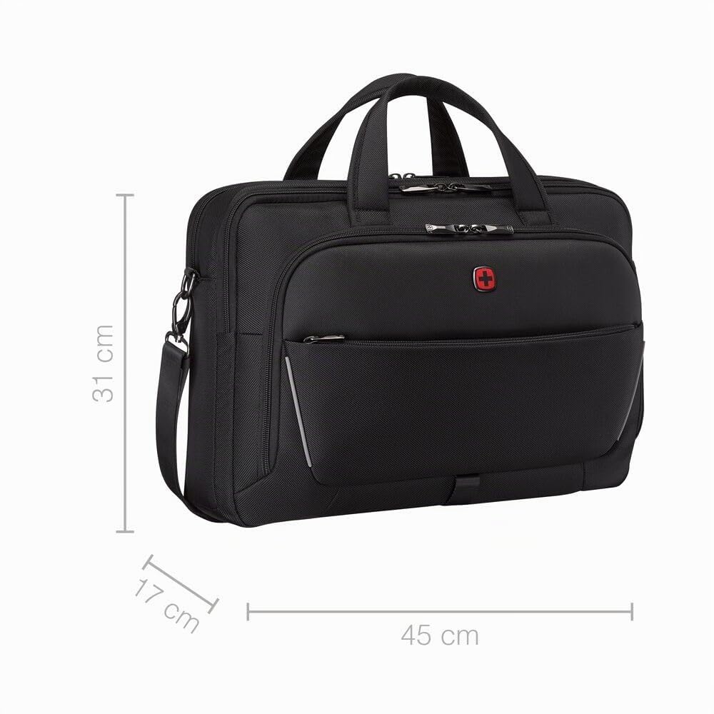WENGER Meteor Brief Laptop-Tasche, Notebook bis 17 Zoll, Tabletfach, Aktentasche, Büro Business Uni, Schwarz