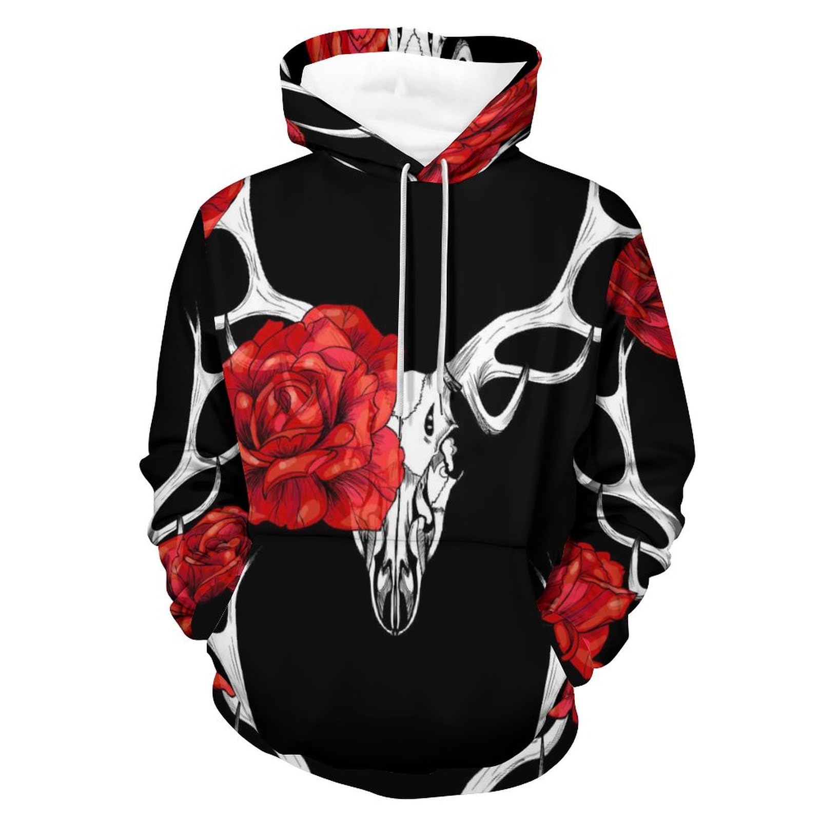Sweatshirt fleur rouge de l'élan pull à capuche avec motif imprimé unique - 8