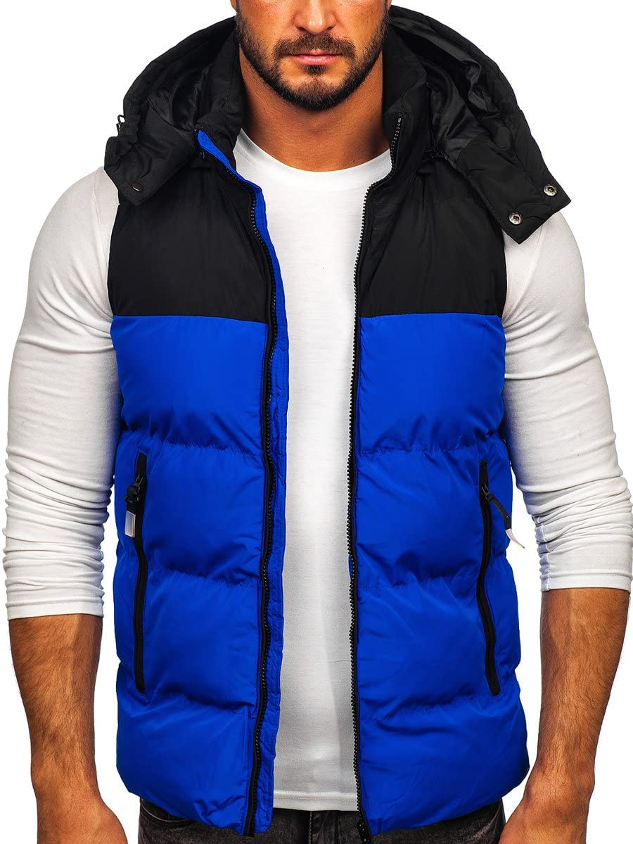 BOLF Uomo Gilet mezza stagione Autunnale Primaverile Trapuntato Cappuccio a zip Piumino Cerniera lampo Tempo libero Sport Fitness Basic Outdoor Style Mix 1U1