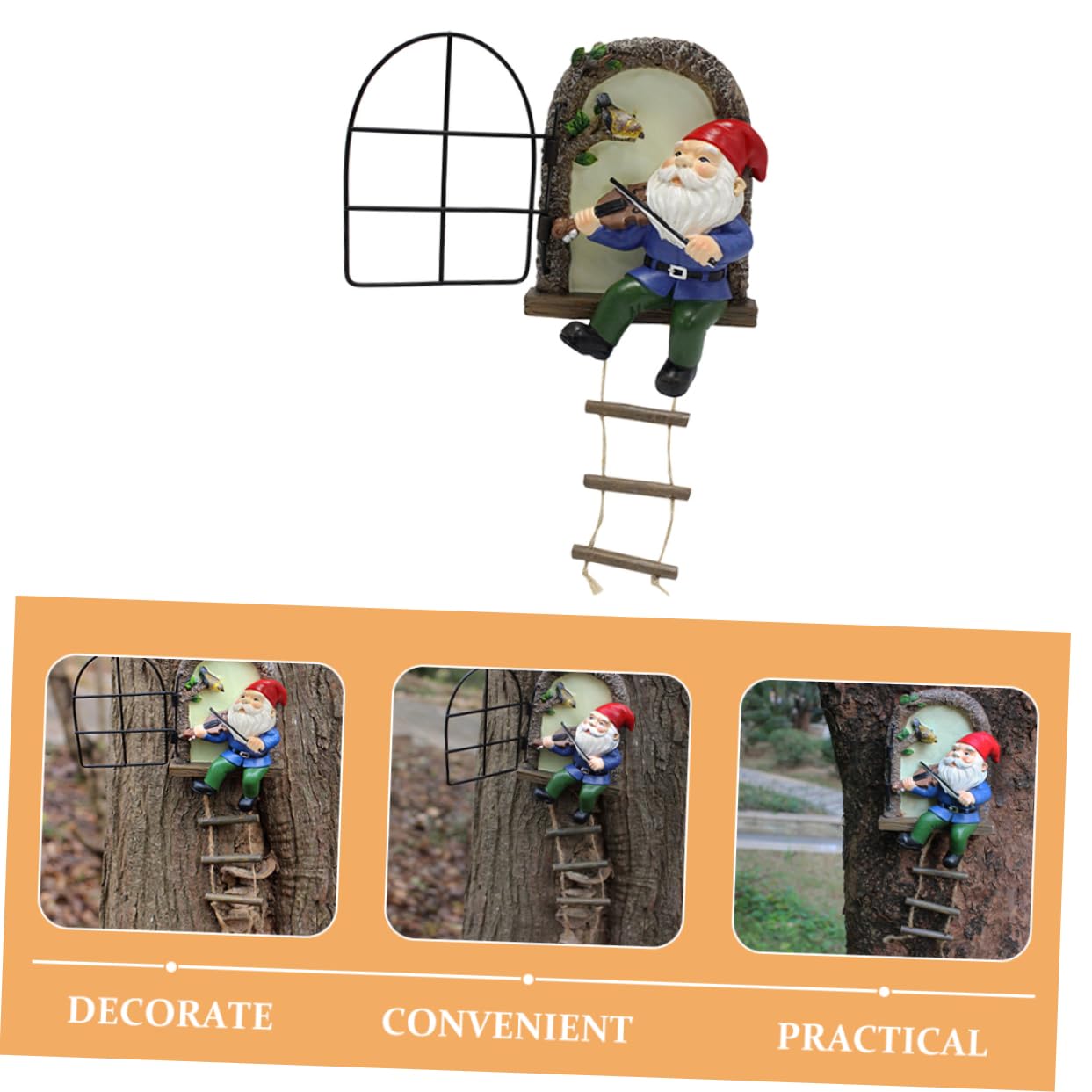 HANABASS Statua Gnomo in Resina per Giardino, Soprammobile Decorativo