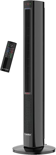 Miniatura 1 de Lasko Ventilador de torre oscilante de 1500 W para todas las estaciones y calentador de espacio con 4 velocidades de ventilador silenciosas, 3