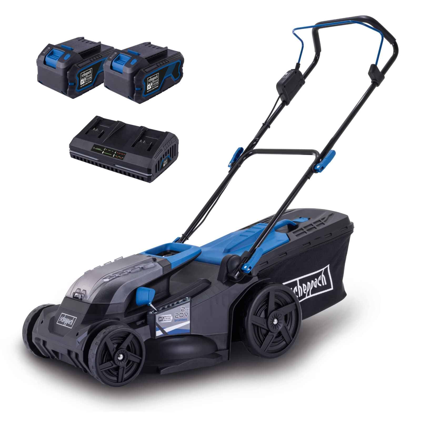 Scheppach Tondeuse à Gazon sans Fil BC-MP430-X 20V -2 Bat 4 Ah et Chargeur