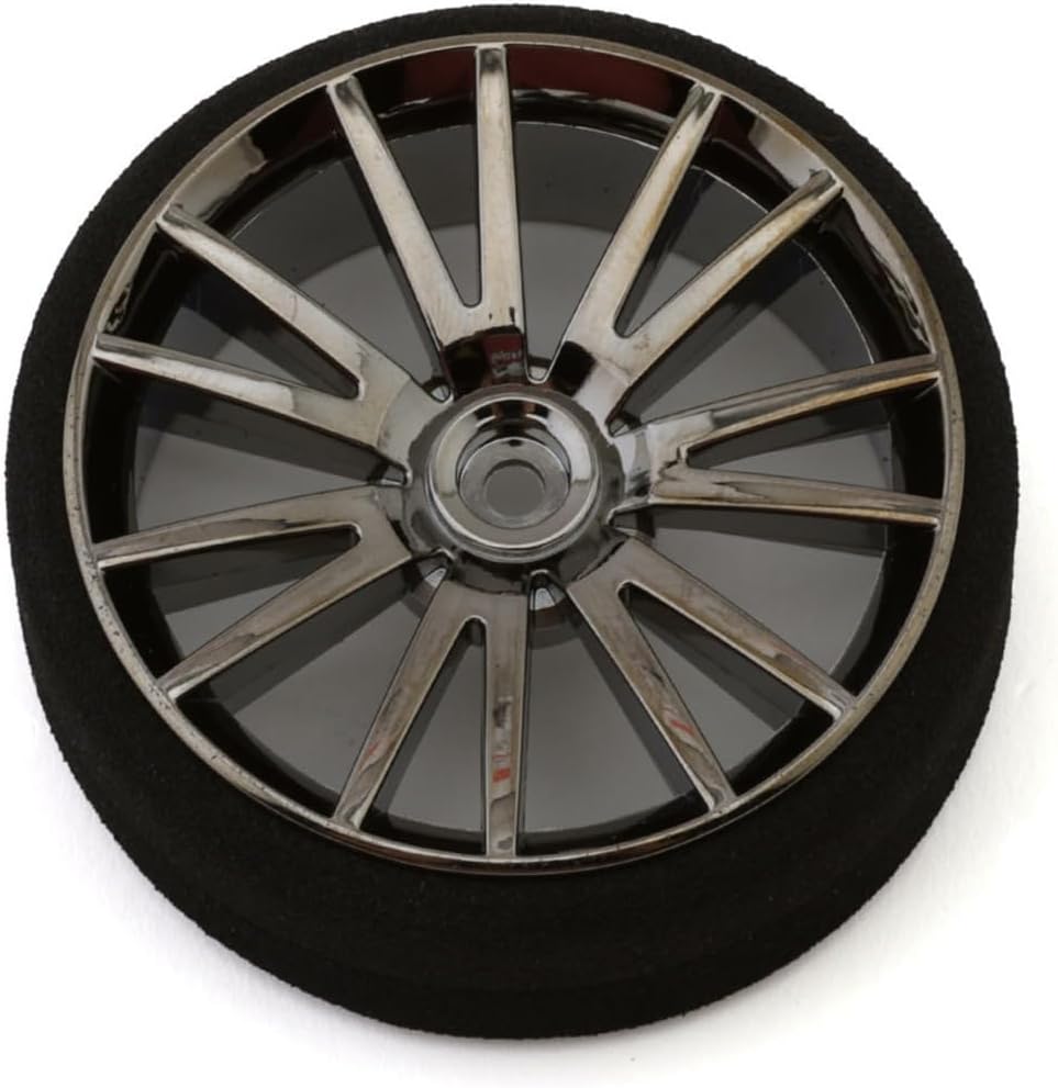 Futaba T10PX Large Steering Wheel Kit component, showing the chrome-finished wheel and black foam grip.