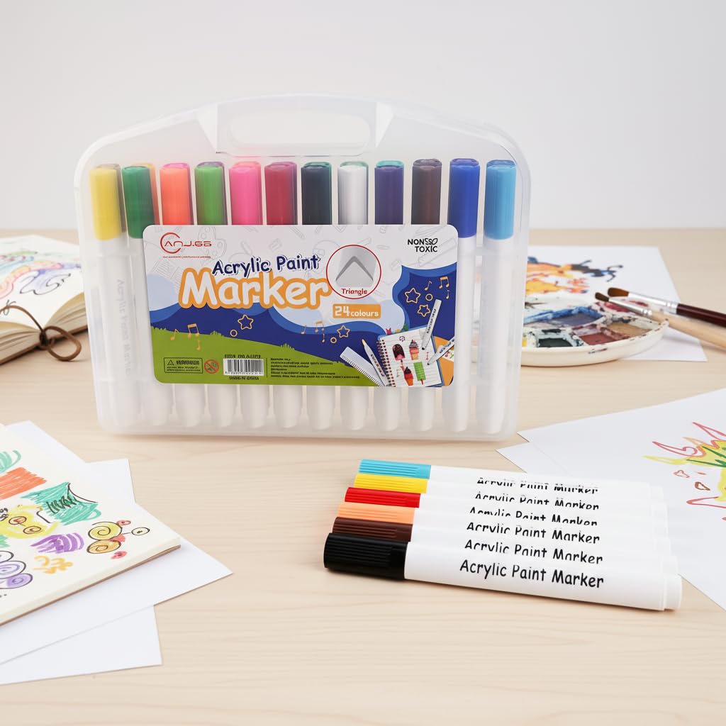 Acrylic Paint Marker Set 24 Colors – Water-Based Fine Tip Pens