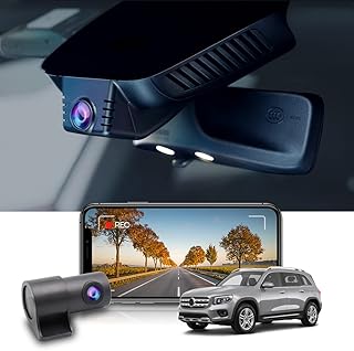 Fitcamx 4K Front and Rear Dash Cam Compatible with Mercedes-Benz GLA GLB GLC CLA A B C E Class, OEM Factory Style, Dual 2160P+1080P UHD Video, WiFi & APP, 2 Way Loop Recording, G-Sensor, 128GB Card