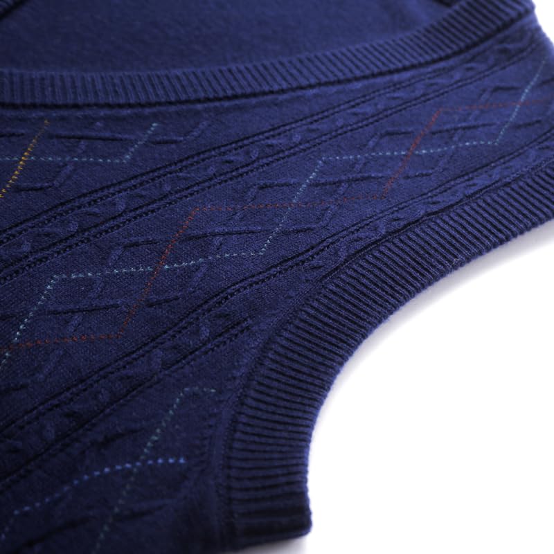 Men 31.1% Wool Knit Vest Buttons Down Basic Sweater Cardigan Pockets Sleeveless Argyle Autumn Winter V Neck3