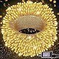 LJLNION 300 LED String Lights Outdoor Indoor, Extra Long 98.5FT Christmas Lights, 8 Lighting Modes, Plug in Waterproof Fairy Lights for Wedding Party Bedroom Decorations (Warm White)