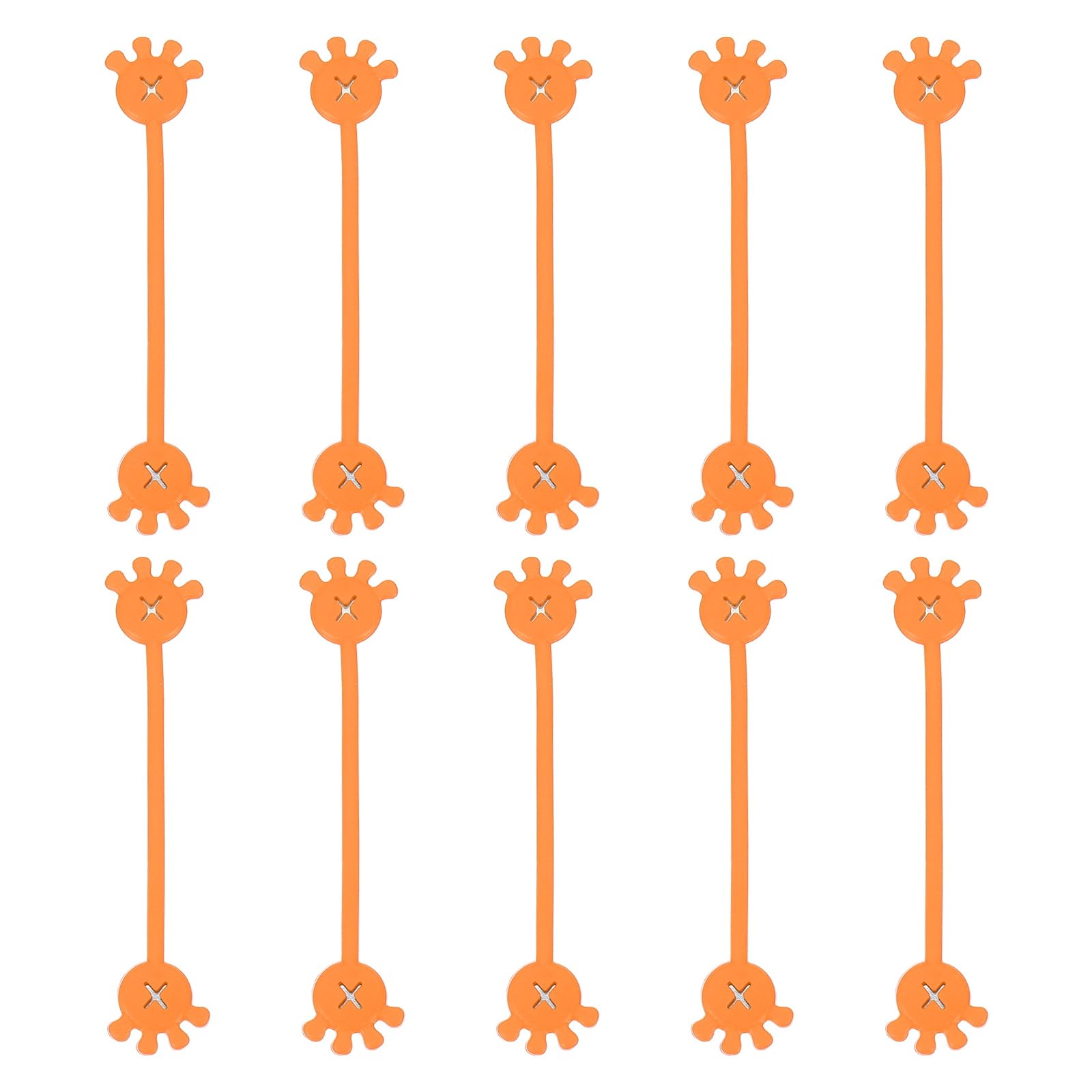 PATIKIL 10 PCS Magnetic Cable Ties, Cute Elastic Silicone Cable Ties Magnetic Hand Shape Cord Clip Cable Management Organizer for Office Home, Orange