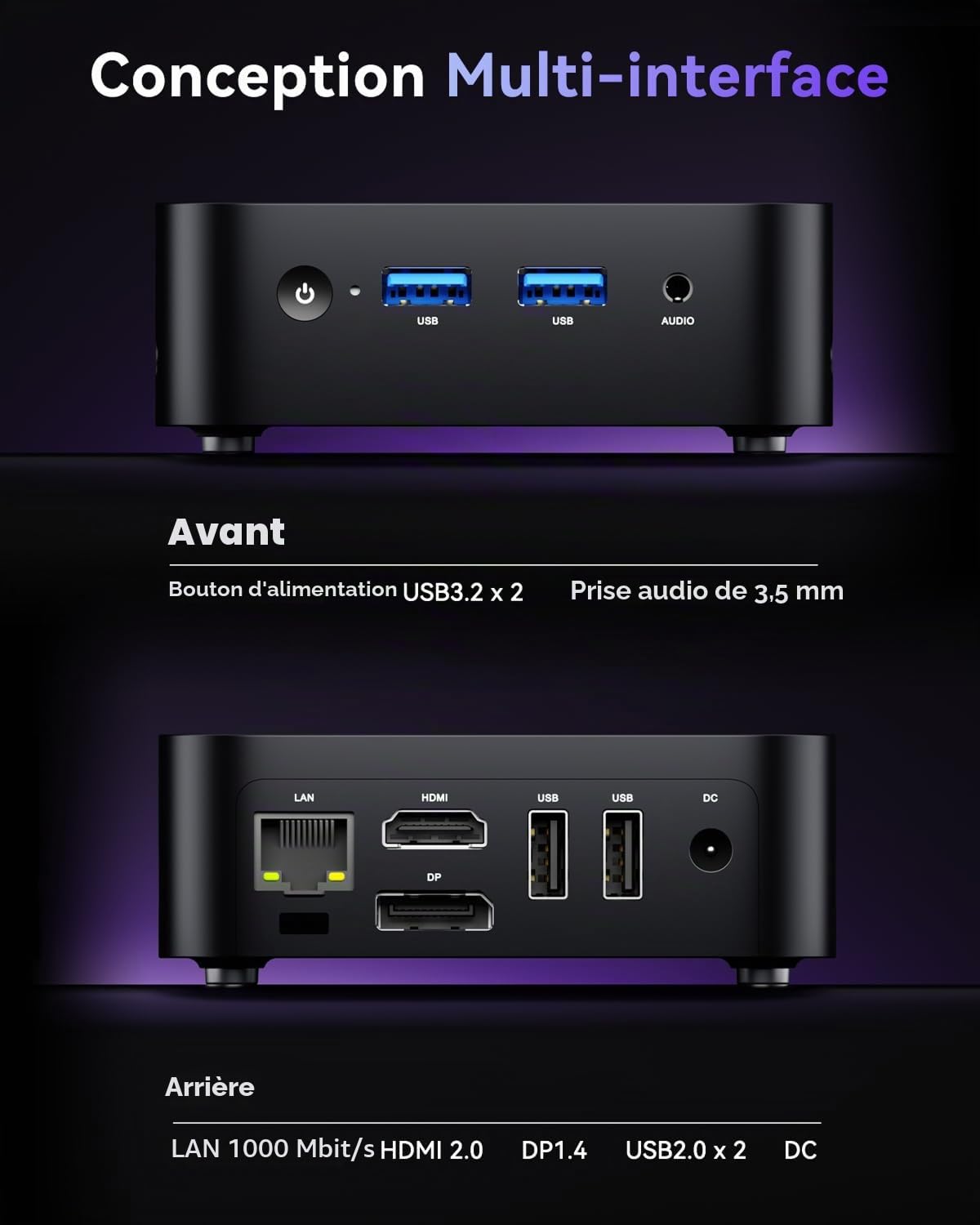 ACEMAGICIAN Vista V1 Mini PC,16 Go DDR4 1To SSD, Ιntel Alder Lake-N97(jusqu'à 3,6 GHz) Micro Ordinateur de Bureau