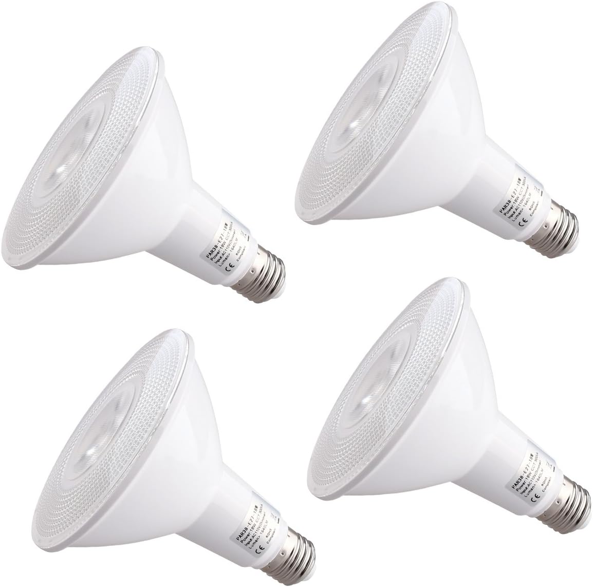 PAR38 Led Light Bulb,Equivalent, Daylight, Dimmable, PAR38 LED Light Bulb Dimmable Spotlight Bulbs, 18 Watt, 5000k 1300lm,Suitable for Track & Recessed Lighting, 4-Pack