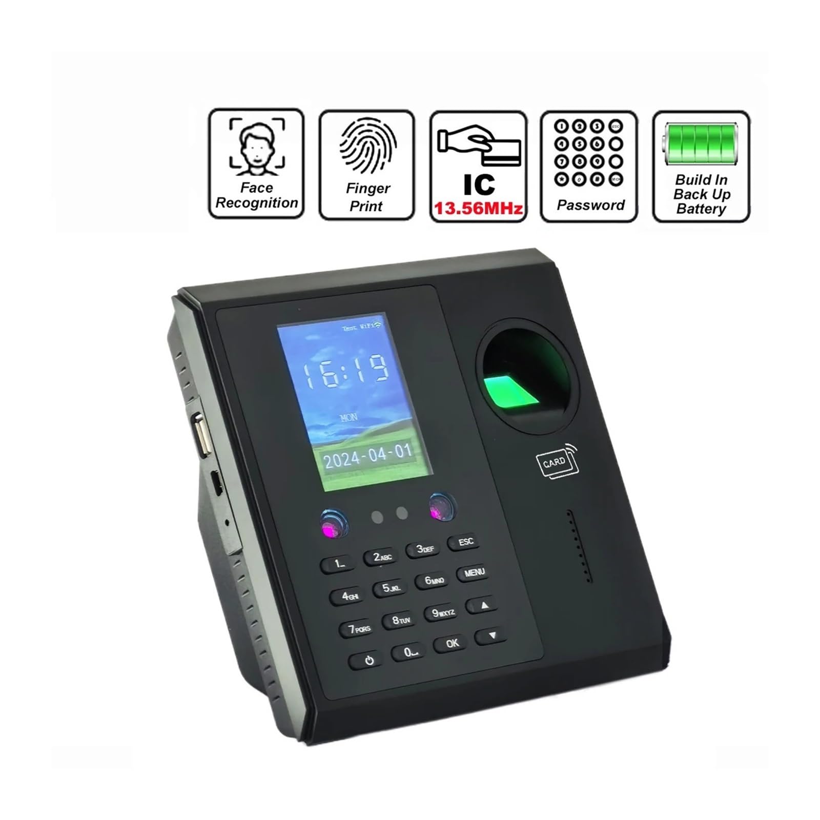 Rilevatore Presenze, di rilevazione presenze facciale con impronte digitali Orologio elettronico for dipendenti Orologio in macchina for dipendenti(CF16-IC)