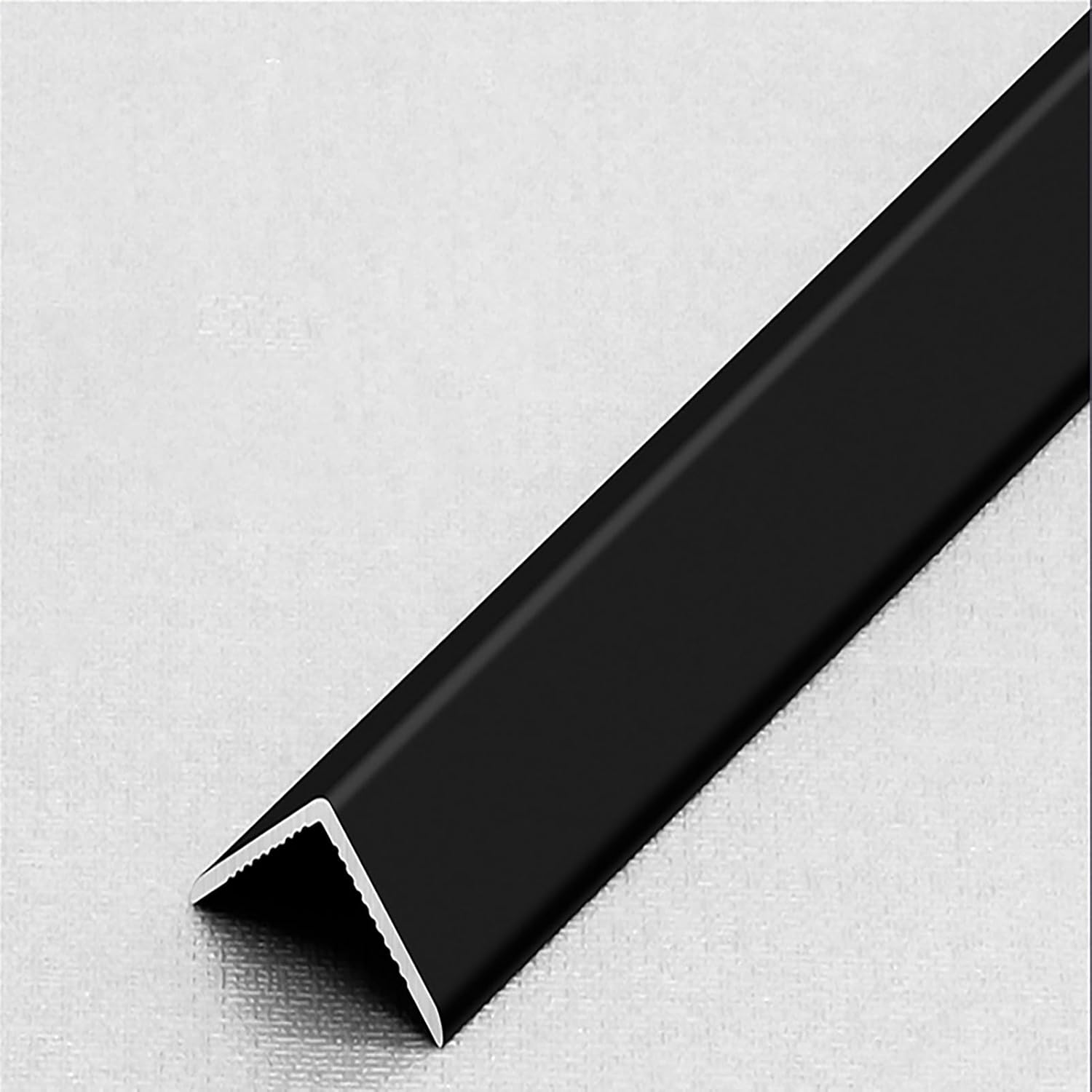 ZIMGOD Floor Transition Strip L Shape Floor Transition Strip for Laminate Flooring，Aluminum Threshold Reducer/Planks Divider，Metal Stair Edging Cover for Protect Walls(Black)