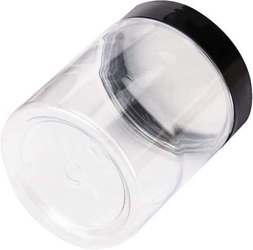 Miniatura 4 de KEILEOHO Paquete de 46 tarros de plástico de 8 onzas con tapas, recipientes de almacenamiento redondos recargables, tarros de plástico de boca ancha