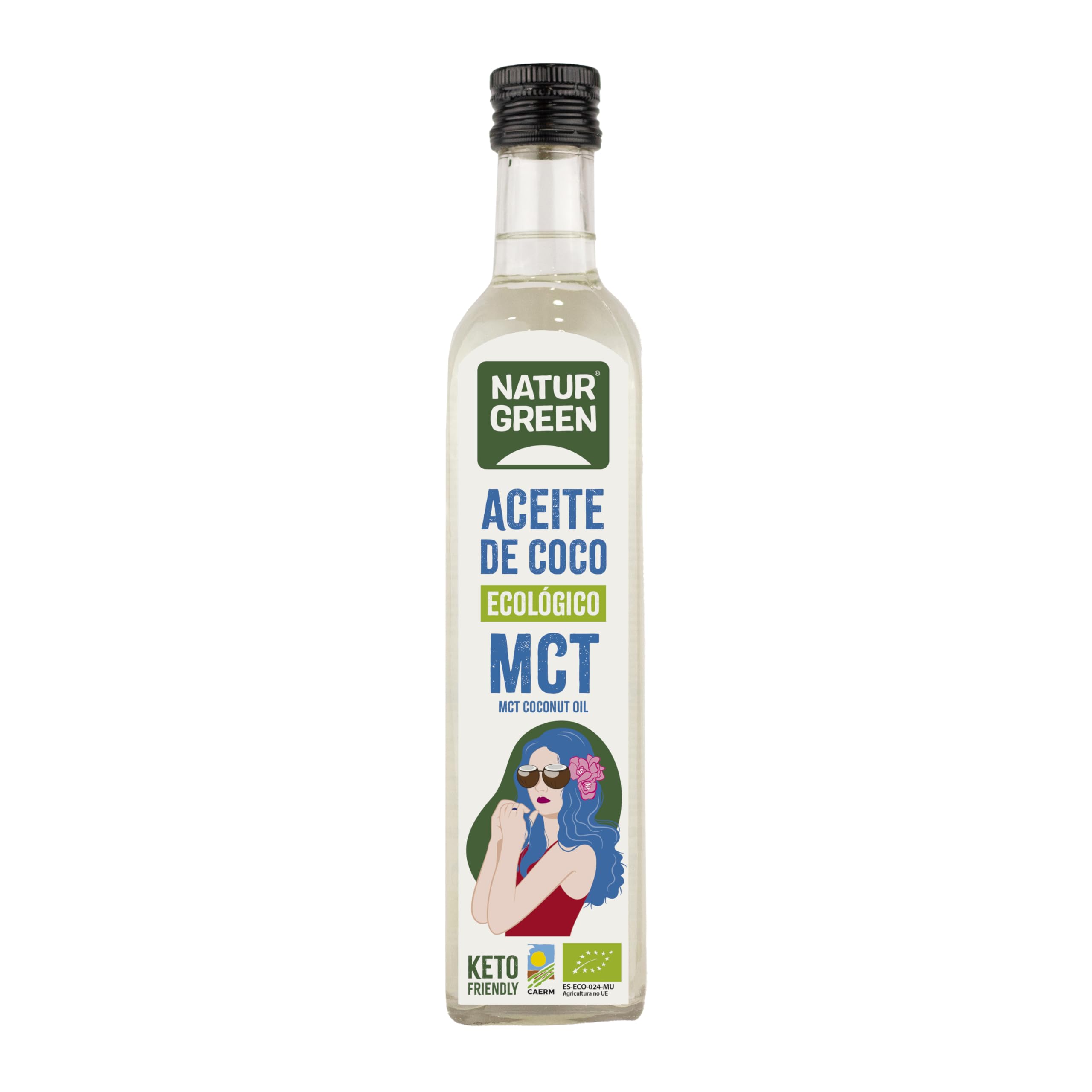NaturGreen - Aceite de Coco Bio, MCT Ecológico, Sustituto de la Mantequilla, 100% Vegano - 500 ml