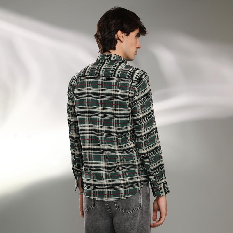 Image of CAHOOT Men's Polycotton Regular Fit Shirt Casual Wear | Spread Collar | Long Sleeve | Button Closure | Shirt Crafted with Comfort Fit for Everyday Wear