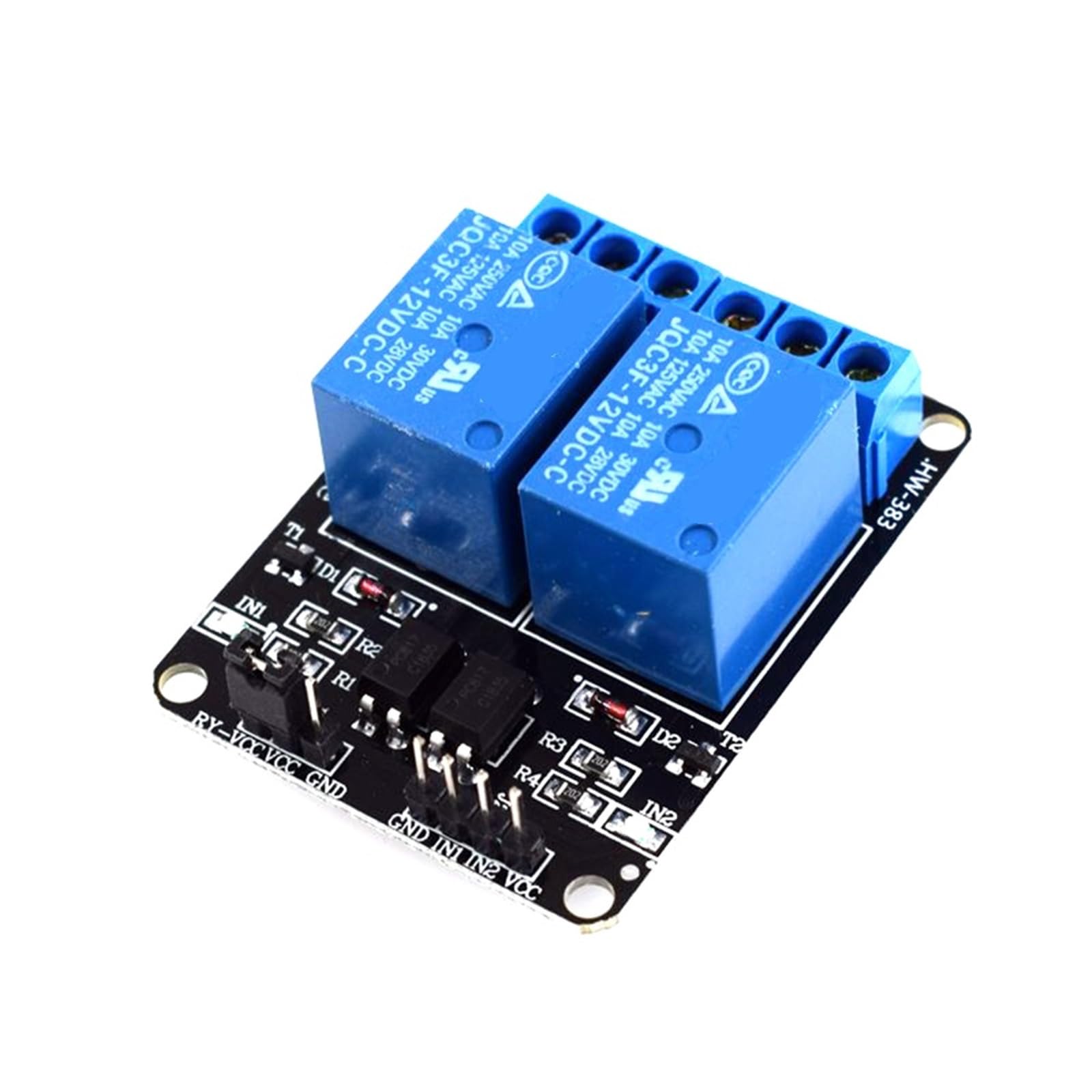 Module relais 12V 2 canaux anti-interférence avec isolation niveau bas - 8