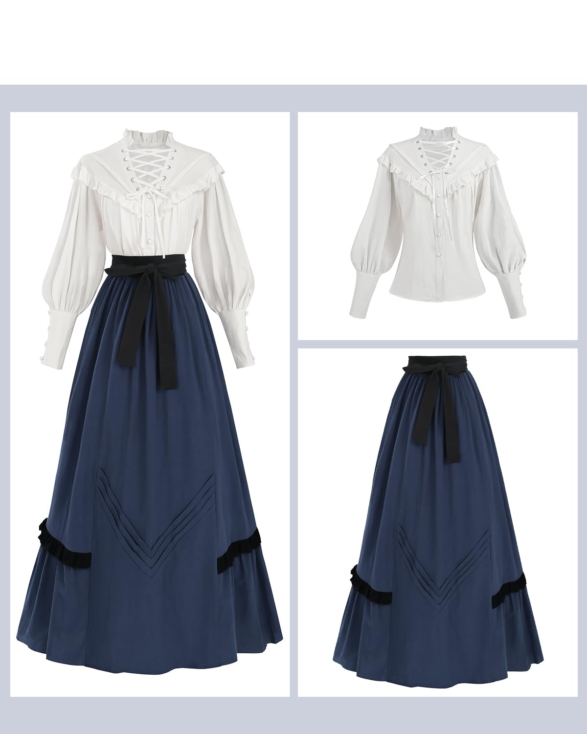 CR ROLECOS Viktorianisches Kleid Mittelalter 1930er Jahre Mafia 2-teiliges