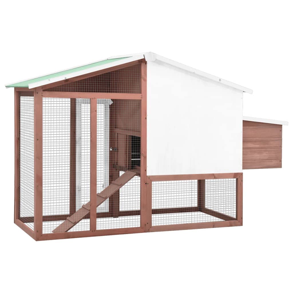 Poulailler Wiltec En Bois Sapin Avec Nichoir Intégré - 152x52x92 Cm - Toit Bitumé Et Grillage Sécurisé