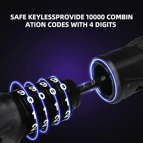 Miniatura 4 de Cerradura de cadena para bicicleta, cerradura antirrobo de combinación de 4 dígitos, cerradura de bicicleta de acero endurecido para cascos,