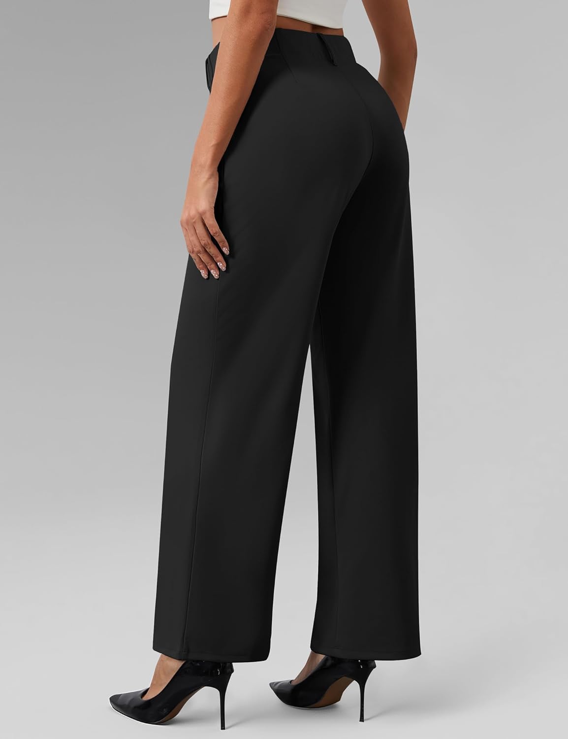 AVAMO Womens Dress Pants Wide Leg Pull On Stretchy Work Pants for Women with Pockets High Elastic Waist Office Business - Image 2