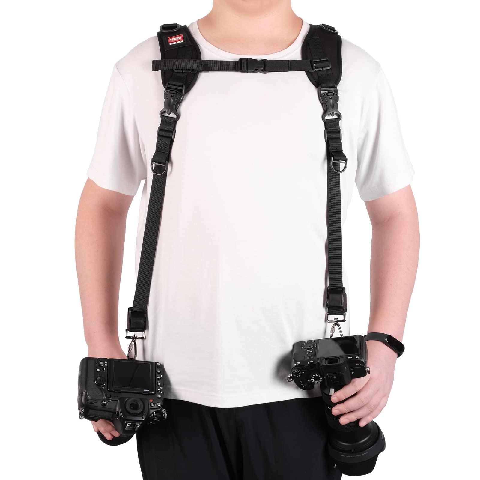 Courroie d'appareil photo Harnais d'accessoires d'appareil photo numérique à dégagement rapide Courroie d'épaule double réglable et amovible pour appareils photo reflex numériques