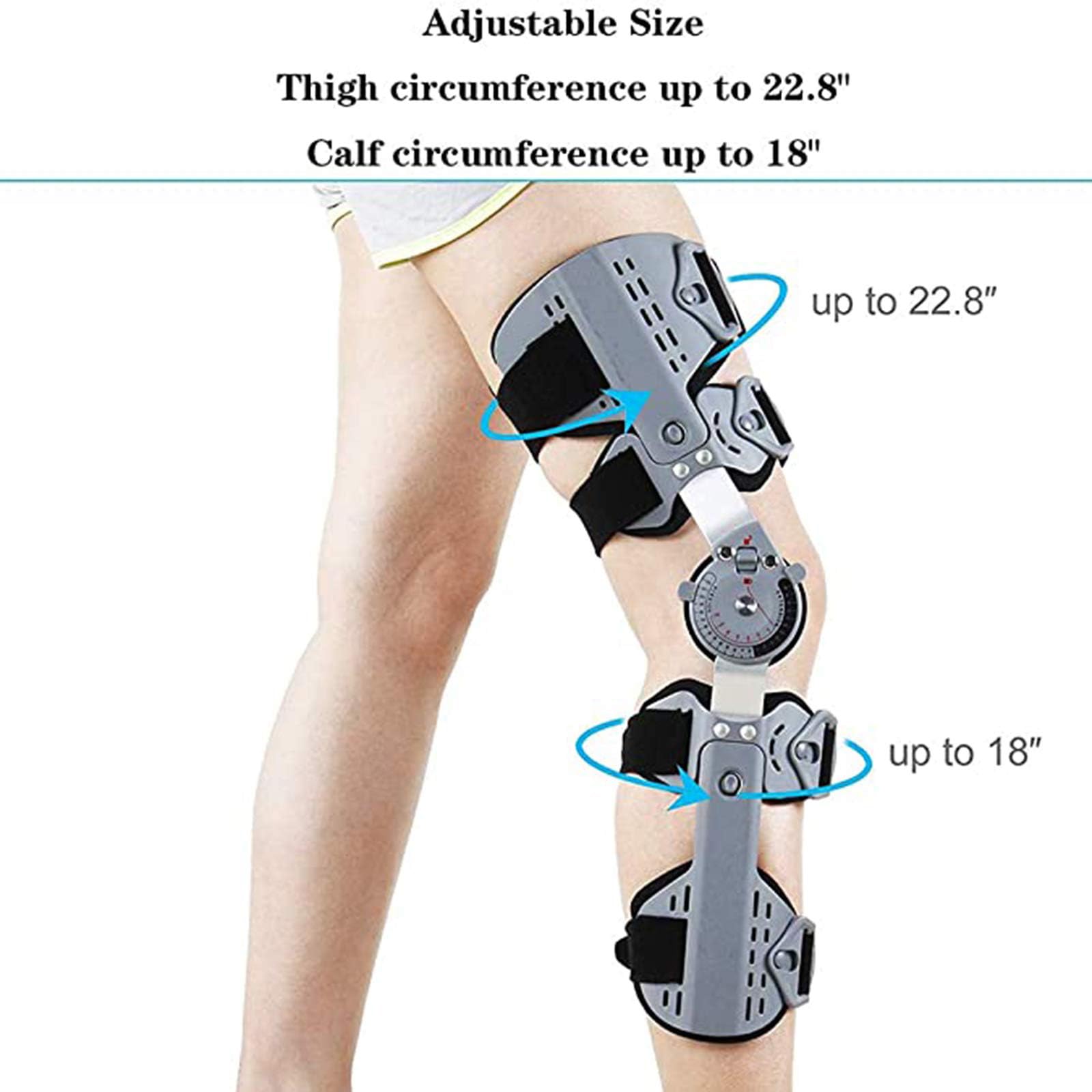 Rodillera Postoperatoria, Rodillera con Bisagras para Rango De Movimiento, Inmovilizador De Rodilla Ajustable, Soporte Ortopédico De Rodilla para Desgarro De Menisco, Artritis