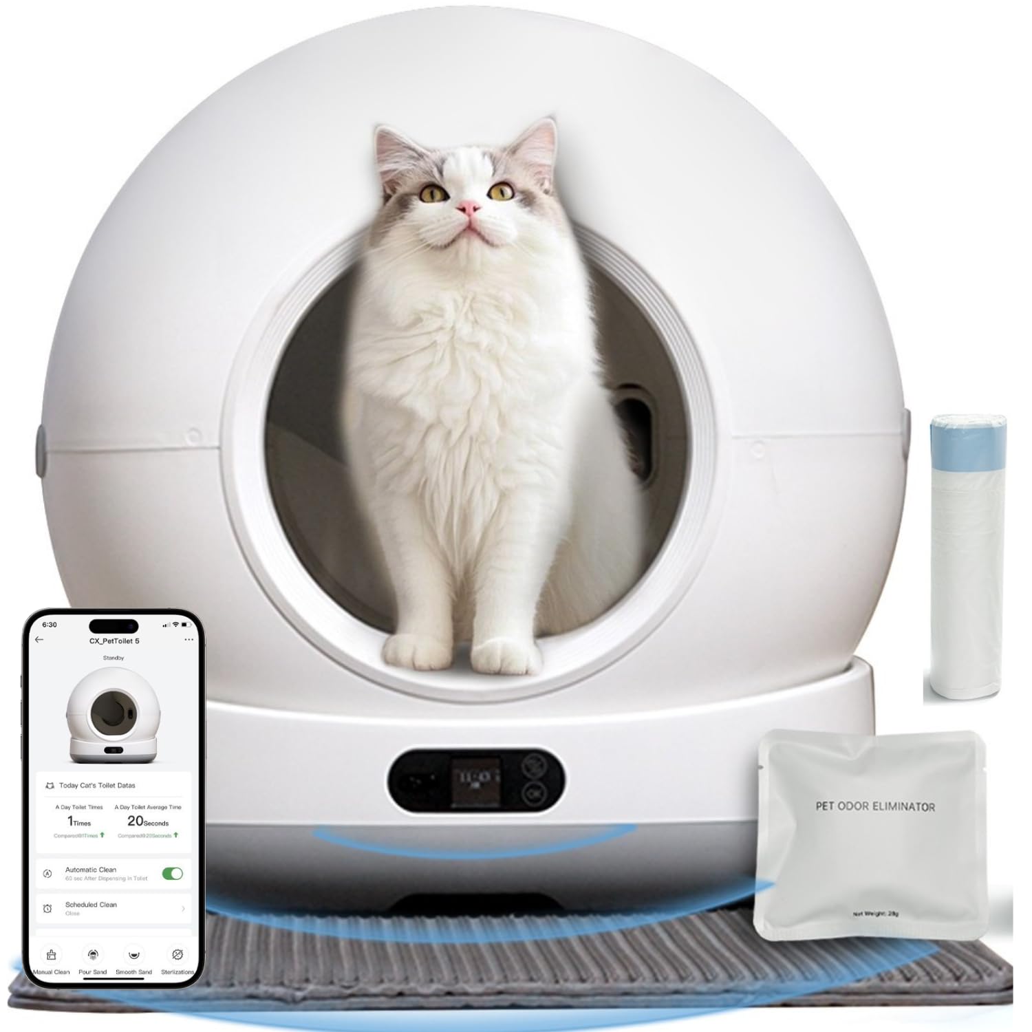 プライスダウン✨　Pety 自動猫トイレ ホワイト　チュール50本　⚠️ Pety 全自動猫トイレ 同時発売！自動猫トイレPETKIT Pura X ＆ Pura
