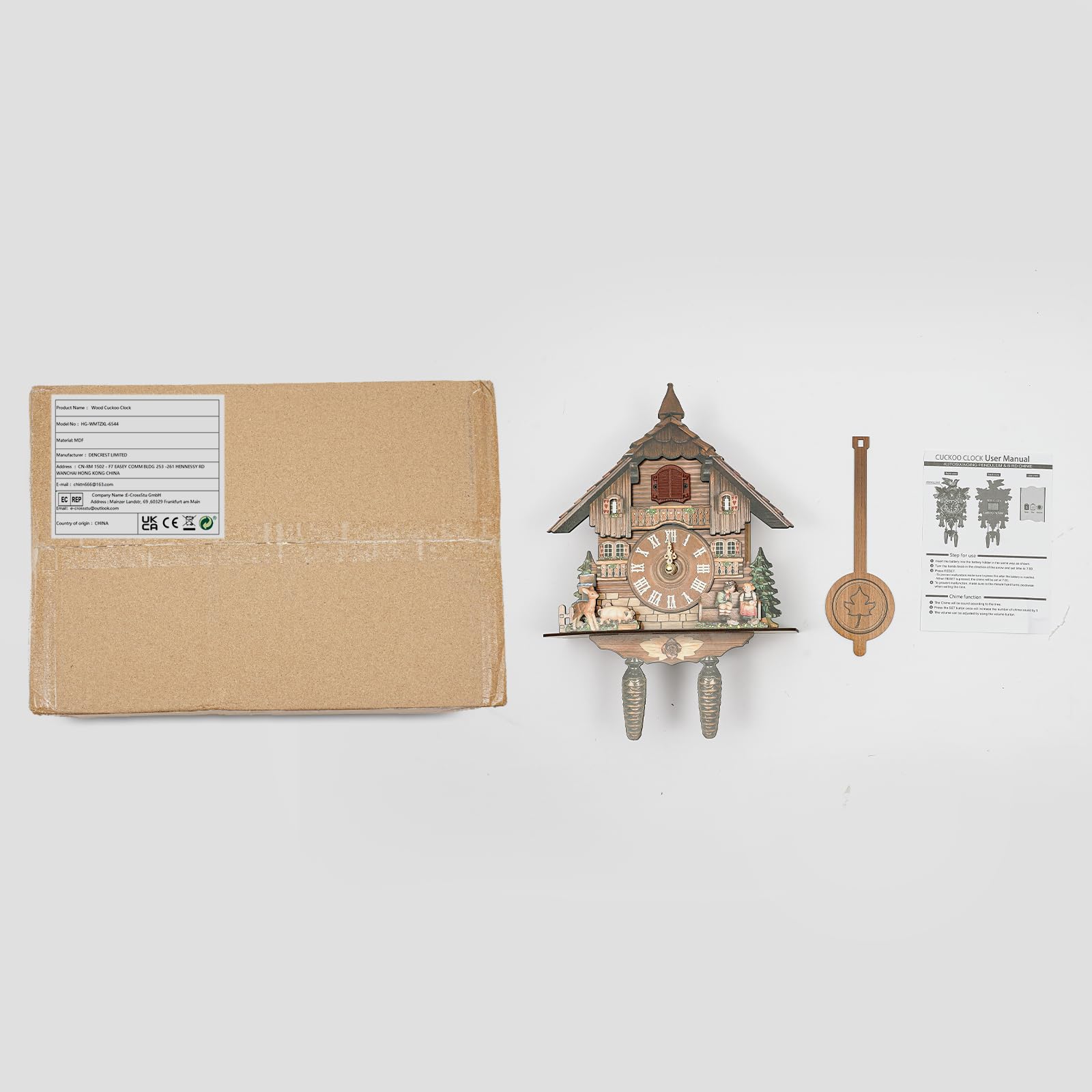 Kuckucksuhr Wanduhr, Moderne Kuckucksuhr Holz Design, Stundenschlag 7-21 Uhr, Regelbar Lautstärke, 25x50 cm, Für Wohnzimmer Küche, Geschenk Einweihung Weihnachten