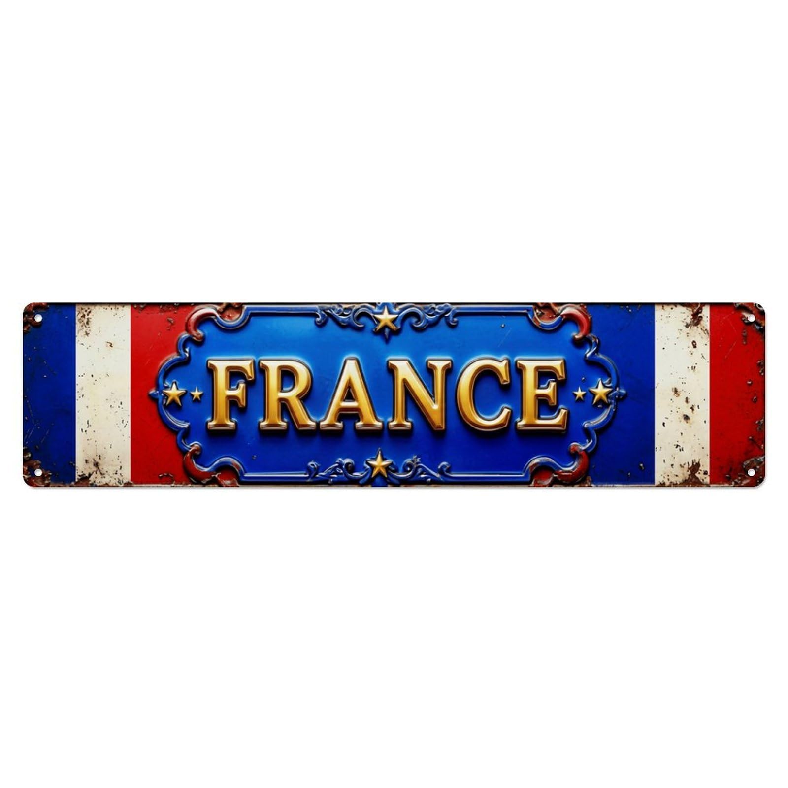 French Flag Nostalgic Marker Metal Tin Skinny Sign Plaque Wall Decor for Cafe, Club Bar, Office, Home Garden Metal Poster 4x16Inch