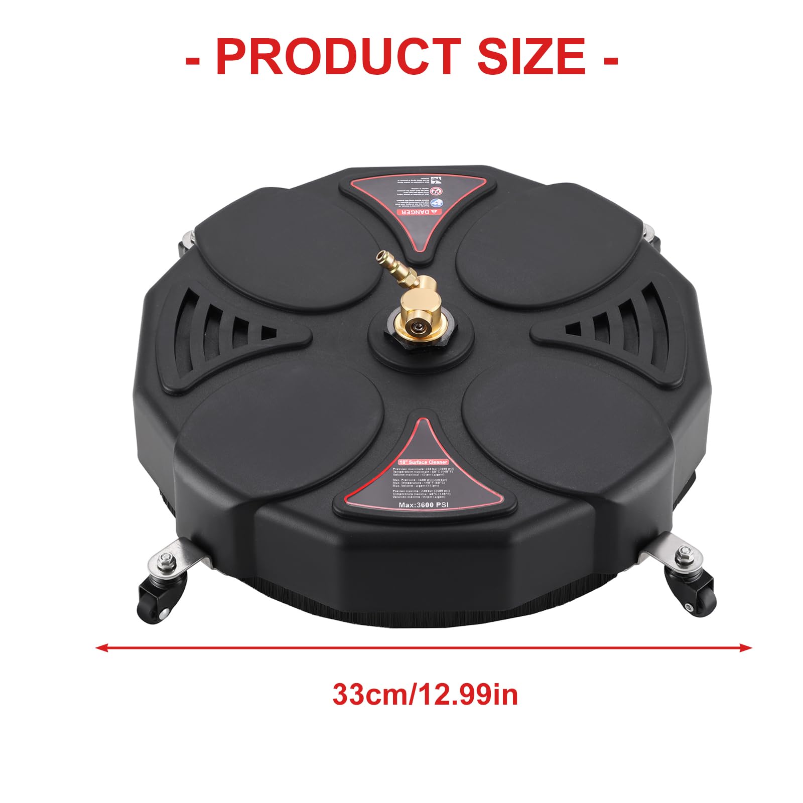 Accesorio limpiador de superficies de 3600 PSI, gran área de cobertura de 13 pulgadas para limpieza de paredes de patio de hormigón, cobre y superficies