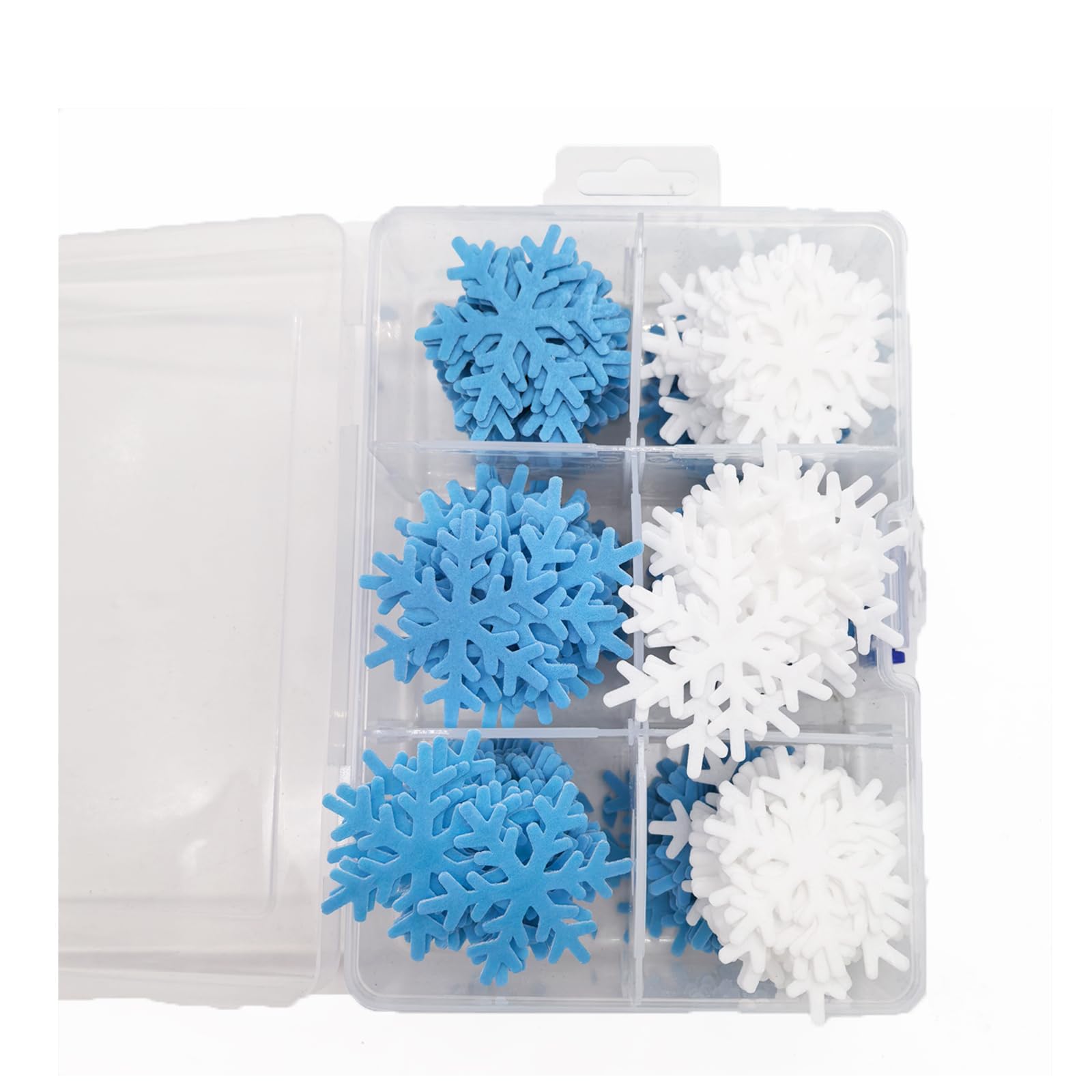 50Pcs Edible Snowflakes Cupcake &Cake Topper Christmas Anniversary Wedding Cake Decoration Made by Rice Paper (White&Blue)