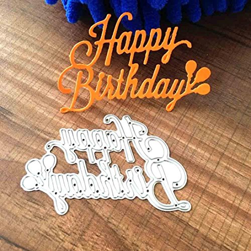 Feliz Cumpleaños Troqueles de Metal, U-horizon Happy Birthday Cutting Dies Corte Plantillas Estarcir para Tarjeta, Papel, Álbum Scrapbook, DIY