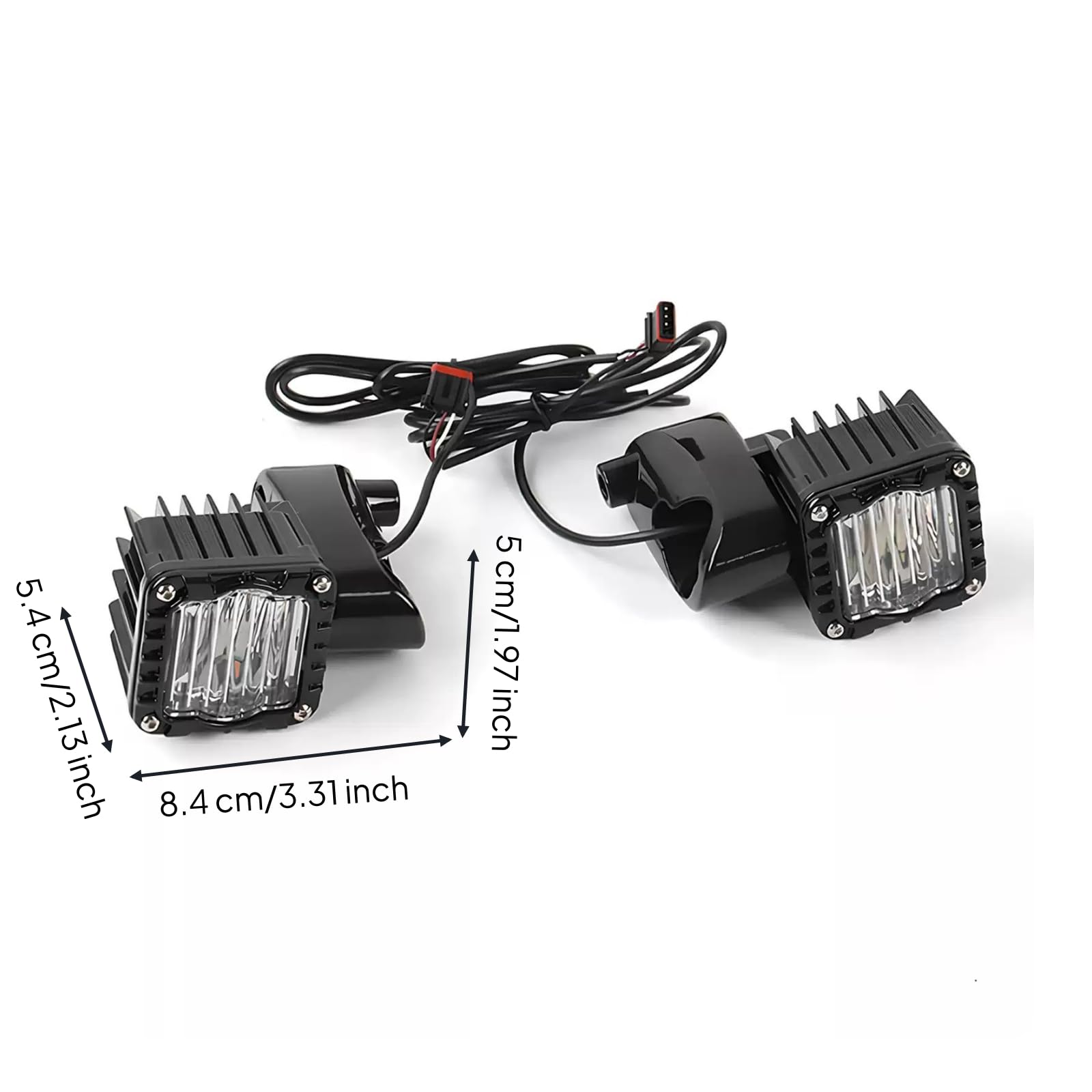 Set Luces Auxiliares lanteras para cicleta con Carcasa Negra y Disipador Conectable con Arnés Cableado para Mejorar la Visibilidad Acuado para Personalización la Parte Frontal, Color to 2