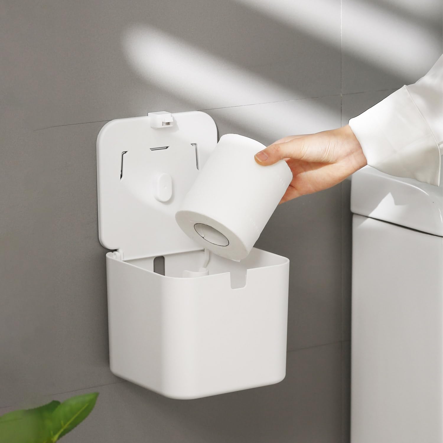 Colist Toilet Paper Holder Self Adhesive, with Cover, Cat Proof, Waterproof — Amazon image 6