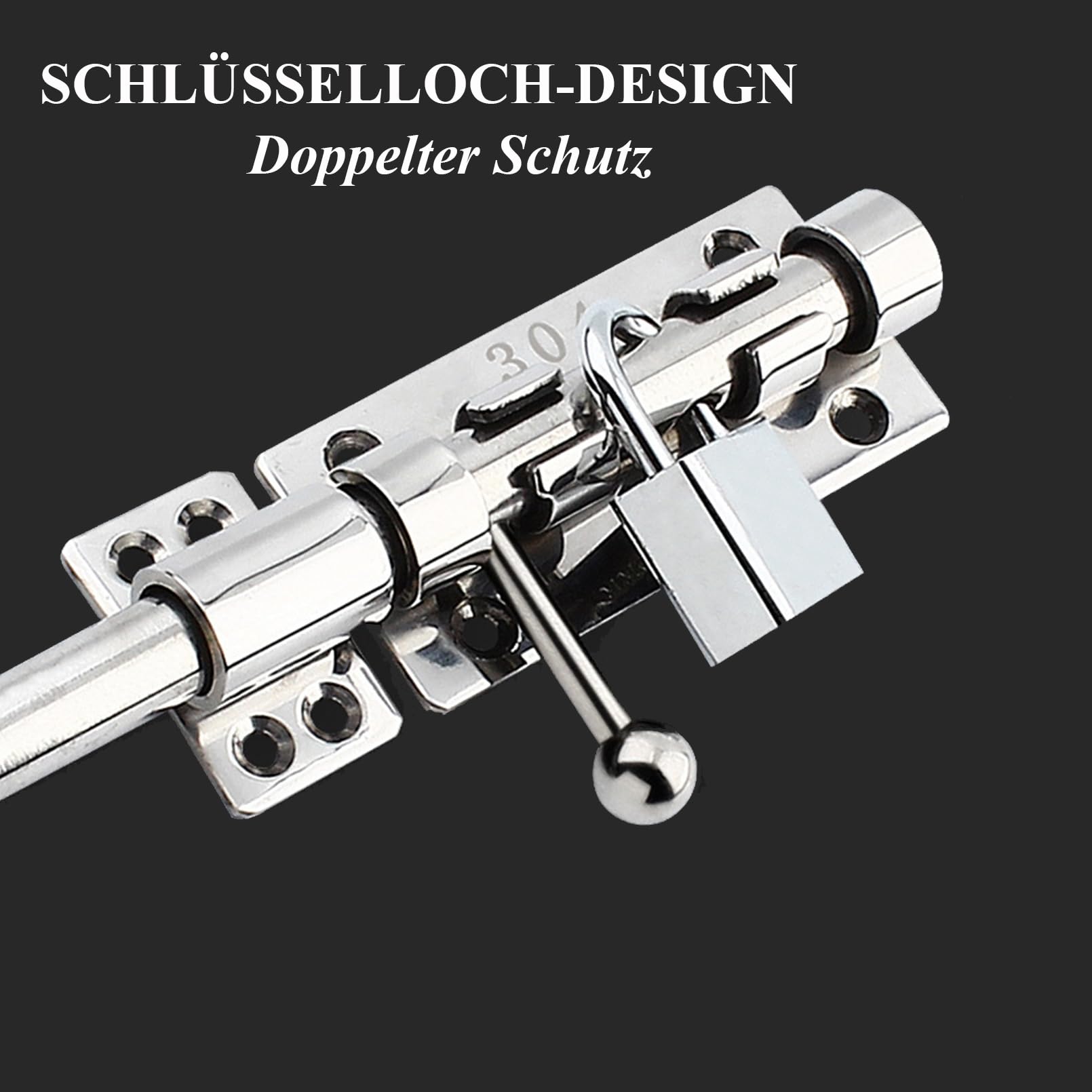 Schieberiegel-Torriegel 304-Edelstahl-Laufriegelriegel robustes Türsicherheitsschloss verdickte Türriegel-Hardware mit Befestigungsschrauben für Scheunenzaun Schuppen Keller 16cm