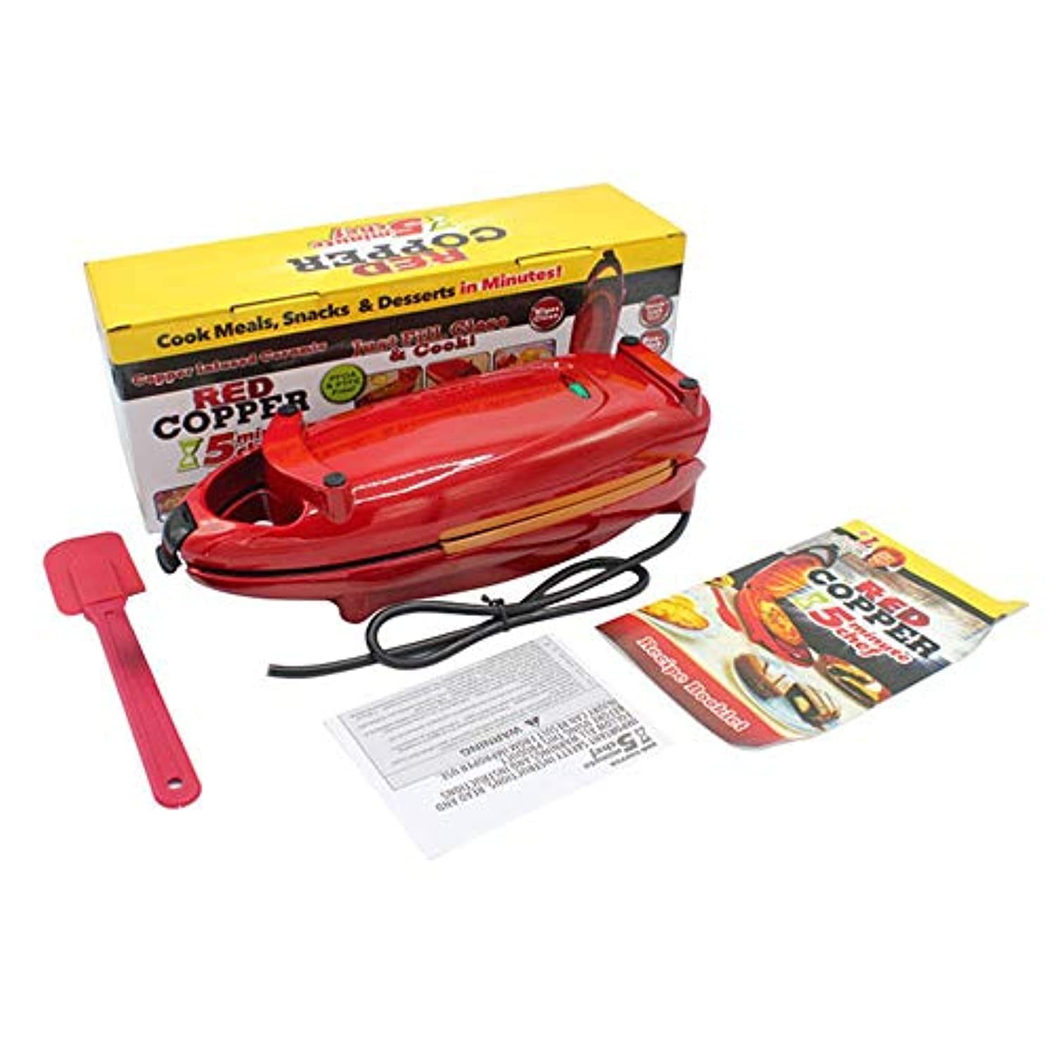 Red Copper 5 Minute Chef Double-Sided Copper-Infused Grill Pan for Cooking