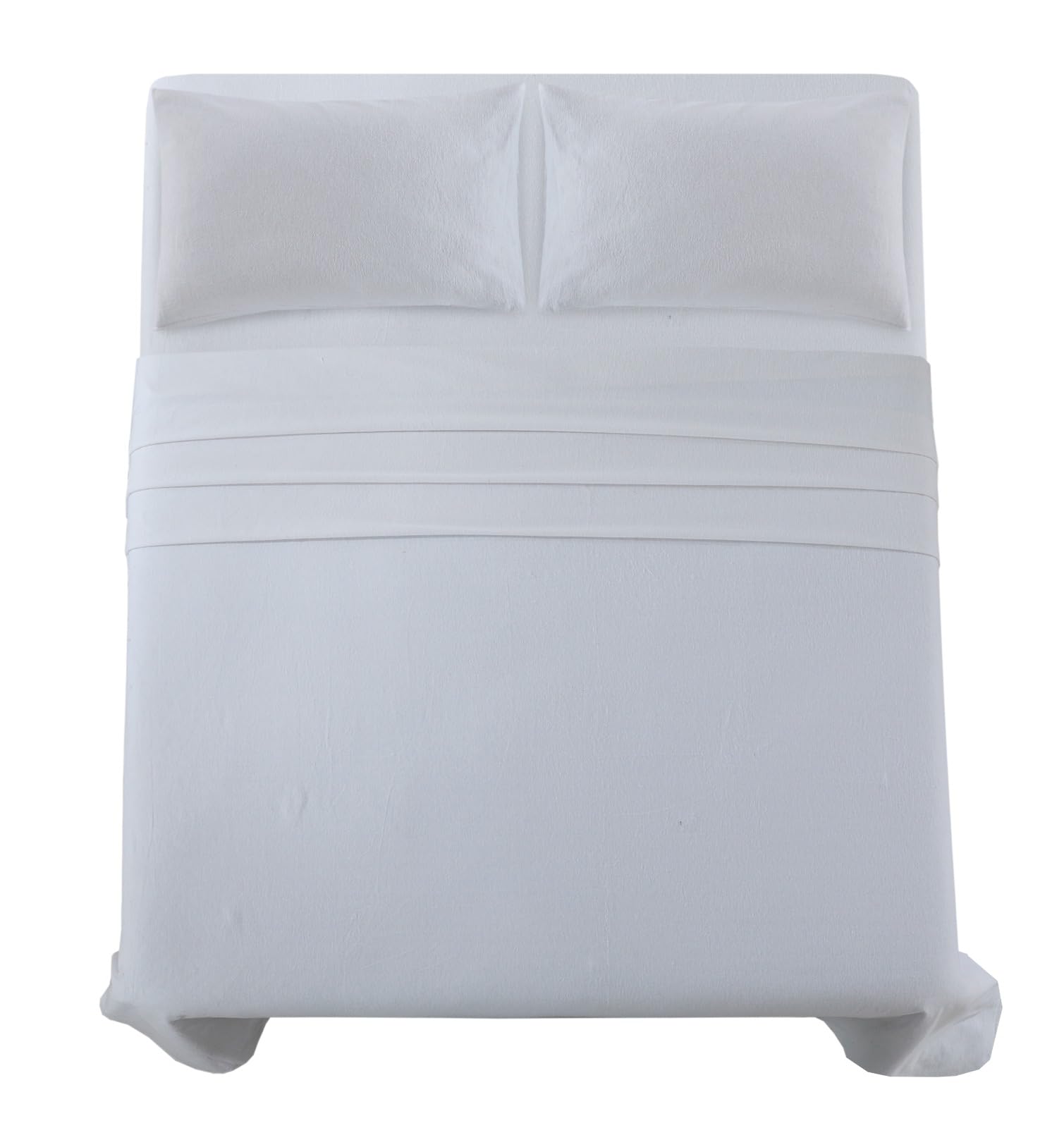 Northern Luxe Flannelette Fitted Sheet (FULL SET – FITTED SHEET + FLAT SHEET + PILLOWCASES) 100% Brushed Cotton Beautiful Bedding Set Soft Cosy Bedsheet Easy Care 160 GSM (White, King Full Set)