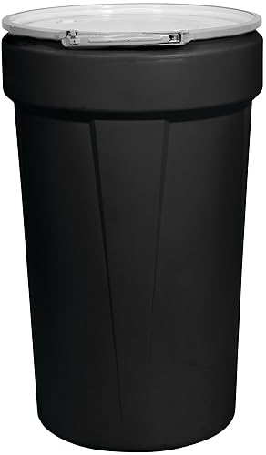 Miniatura 43 de Eagle Tambor de plástico de 55 galones con tapa, cerradura de palanca de metal, 39.1 x 23.8 pulgadas, paquete de laboratorio de cabeza abierta hecho