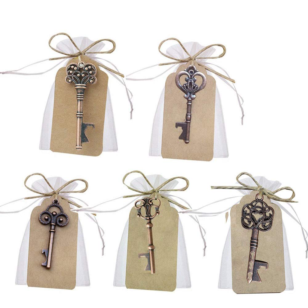 50 Apribottiglie A Chiave Vintage In Oro Rosa - Con Etichette E Spago, Per Matrimoni E Feste - Foto 5