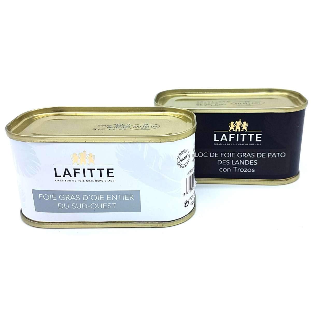 Foie Gras Lafitte Lote Exclusivo Foie Gras de Oca + Bloc de Foie Gras de Pato con trozos - Sin conservantes ni aditivos. Disfruta del auténtico sabor