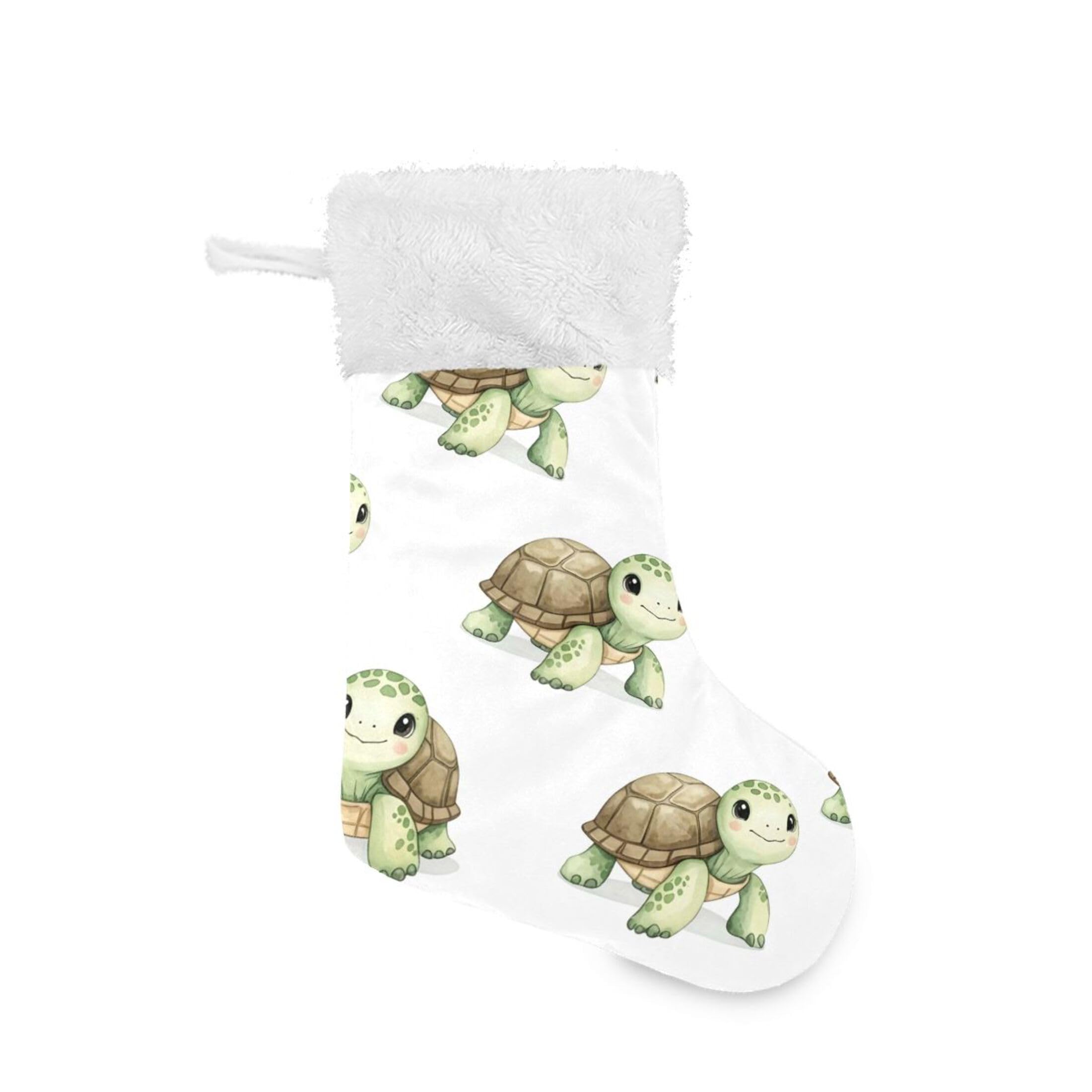 Fuauuyl Watercolor Turtles Christmas Stocking 18 In Xmas Hanging Stocking with Plush Cuff for Family Holiday Party Fireplace Decorations, 2 Pack