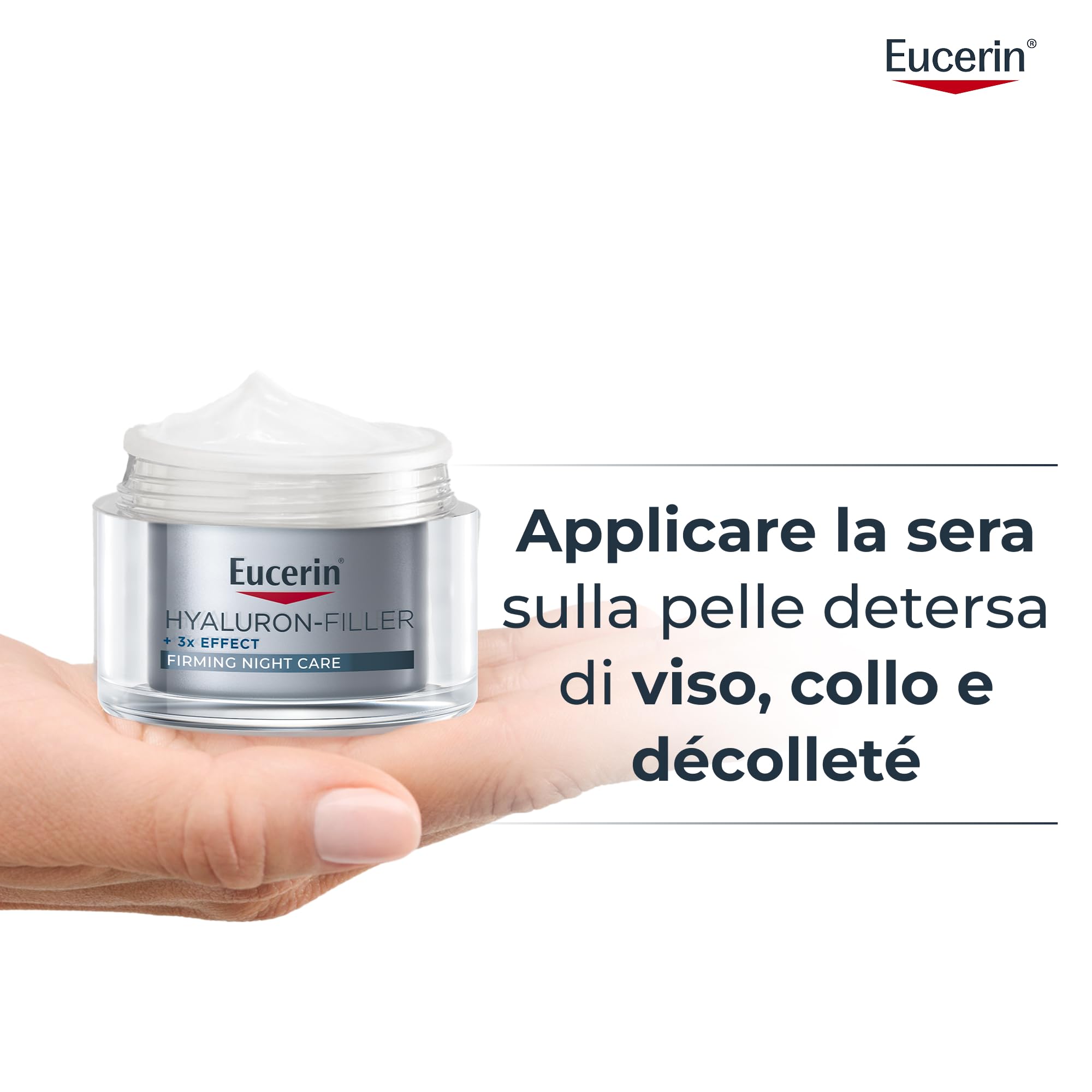 Eucerin Hyaluron-Filler Crema Notte 50 ml, Crema viso antirughe e antiossidante, Skincare con Acido Ialuronico, Rigenera e protegge la pelle, Per tutti i tipi di pelle, anche sensibile