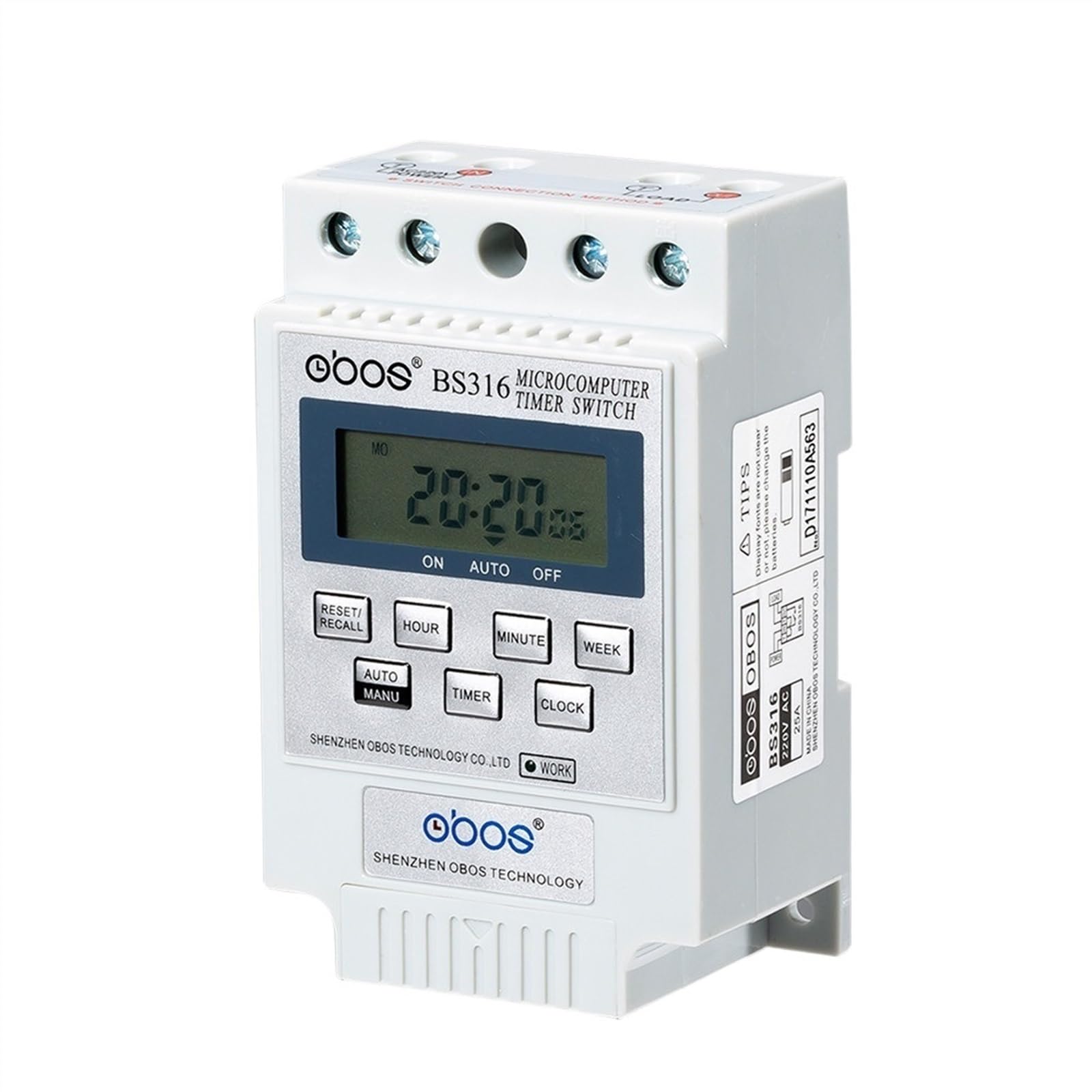 Temporizador Switch220V 25A microordenador inteligente programable temporizador electrónico interruptor relé controlador voltaje seleccionable(DC12V)