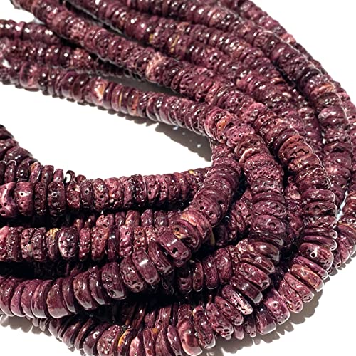 Abcgems Gem-Quality Mexican Purple-Violet Spiny Oyster Shell Beads (Extremely Rare- Minimal White Part) Saltwater Seashell Diy Jewelry Making (Organic Thickness) Heishi 8Mm #TOP2