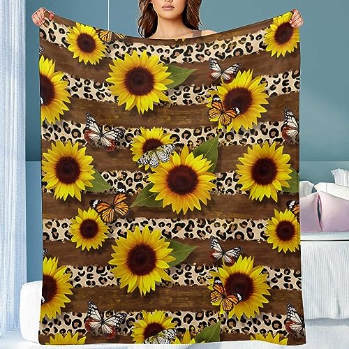 Biepiaowo Manta ligera de franela con estampado de leopardo y mariposas para mujer, 40 x 50 pulgadas