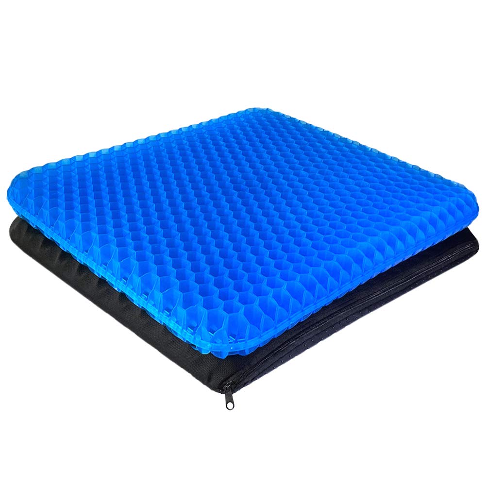 Gel Seat Cushion - Enhanced Double Thick Egg Seat Cushion with Non-Slip Cover - Office Chair Car Seat Cushion - Sciatica & Back Pain Relief - Perfect for Office Chair Car Wheelchair Travel