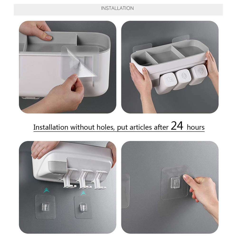 Funzione Porta Spazzolino da Bagno da Parete, Organizzatore per Spazzolino da Denti per Famiglia Lady Men Kids,F