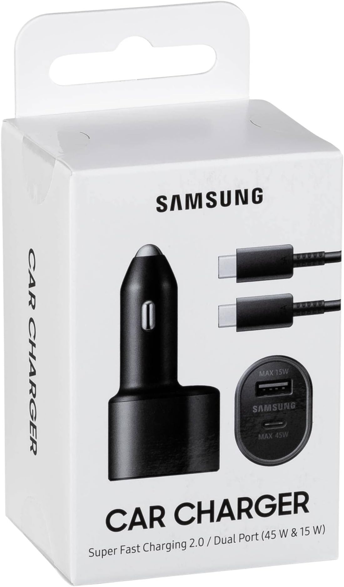 SAMSUNG Type-C Max. 45W(PD, QC, AFC) / USB-A Max. 15W (AFC, QC) + C to C Cable(5A)