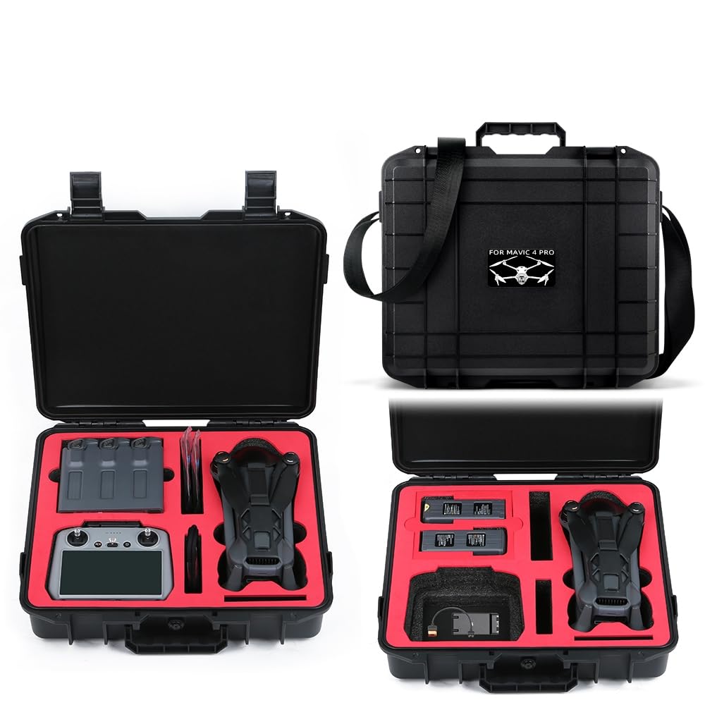 Custodia protettiva rigida impermeabile per DJI Mavic 4 Pro, custodia per telecomando RC 2, batterie e accessori, custodia protettiva portatile antiurto per drone, Nero , Custodia protettiva rigida